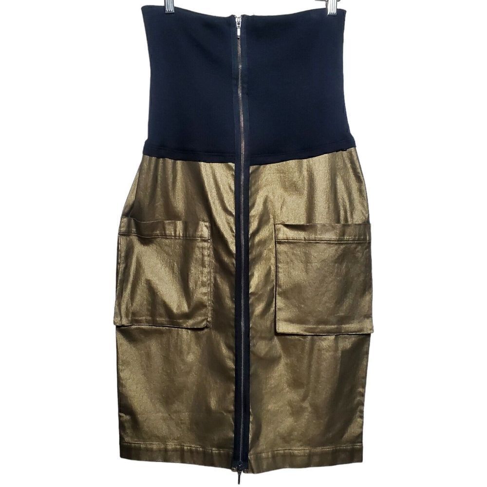 Kedziorek Womens Lagenlook Tube Dress Size 42 Metallic Full Zip Poland Designer